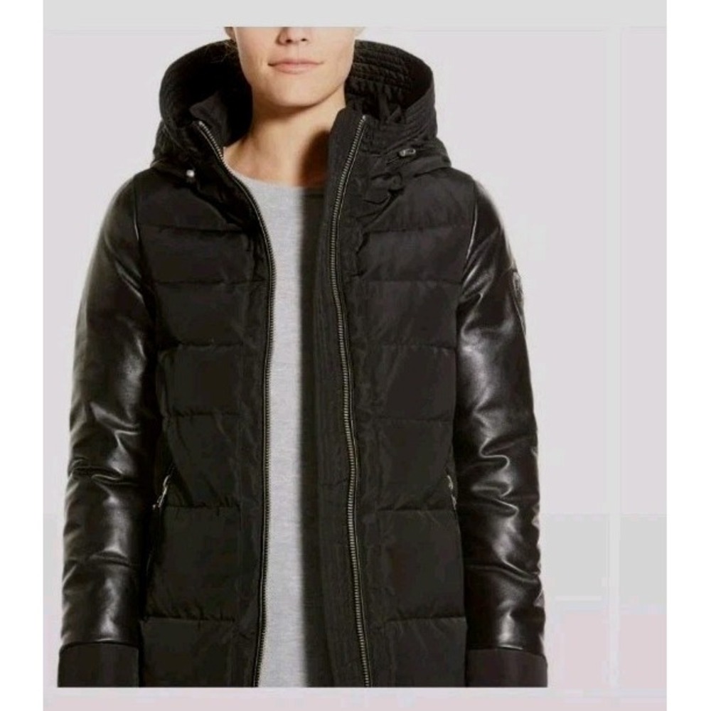 Rudsak Women's Black Calyo Faux Leather Trim Down Puffer Jacket Sz S